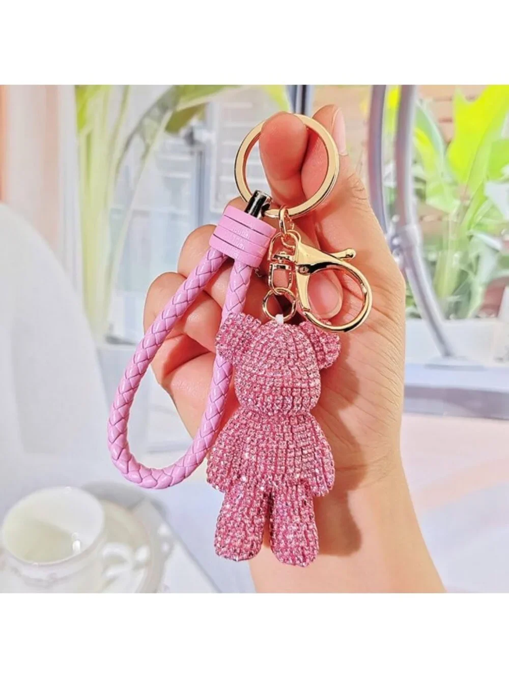 Charming Rhinestone Bear Keychain - Bling Pendant, Luxury Teddy Bear Accessory
